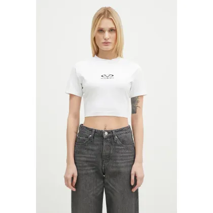 Zdjęcie VETEMENTS t-shirt Oval Logo Cropped Fitted damski kolor biały WA66TR700W