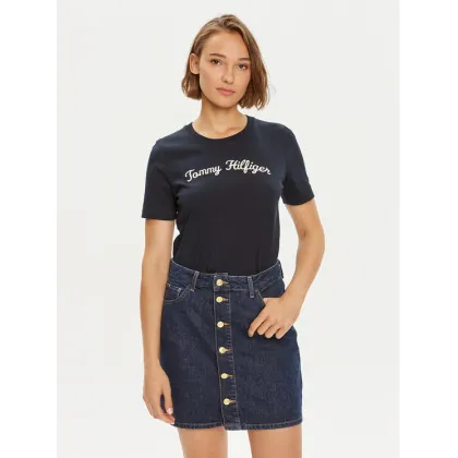 Zdjęcie Tommy Hilfiger T-Shirt Script WW0WW42589 Granatowy Regular Fit