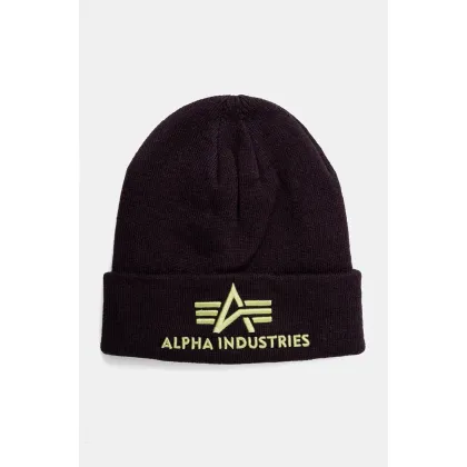 Zdjęcie Alpha Industries czapka kolor fioletowy z cienkiej dzianiny