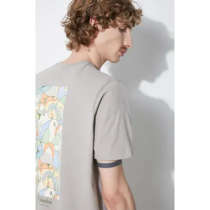 Zdjęcie Columbia t-shirt bawełniany Explorers Canyon kolor szary wzorzysty 2036451