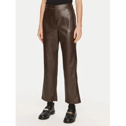 Zdjęcie Max Mara Leisure Spodnie z imitacji skóry Struzzo 2426786098 Brązowy Straight Fit