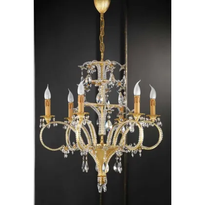 Zdjęcie Włoski prestiżowy żyrandol z brązu i kryształu do salonu