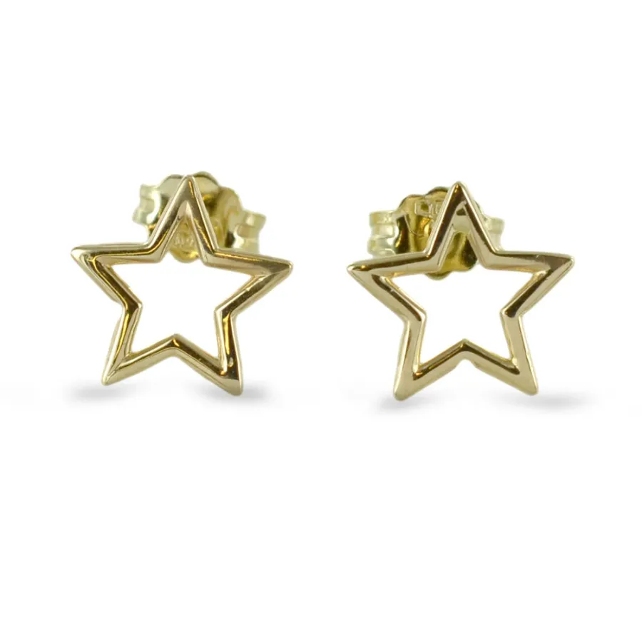 obrazek 6 Włoskie ażurowe kolczyki gwiazdki z żółtego złota
