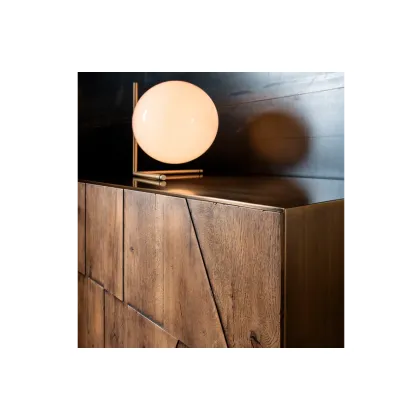 Zdjęcie Nowoczesna, Stylowa 3-Drzwiowa Komoda Dębowa z Szklanym Topem - Bamax