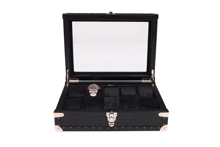 obrazek 1 Czarne skórzane pudełko na 10 zegarków