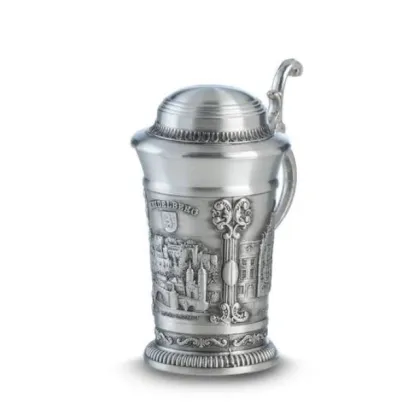 Zdjęcie Okazały mini kufel z pewteru do wódki