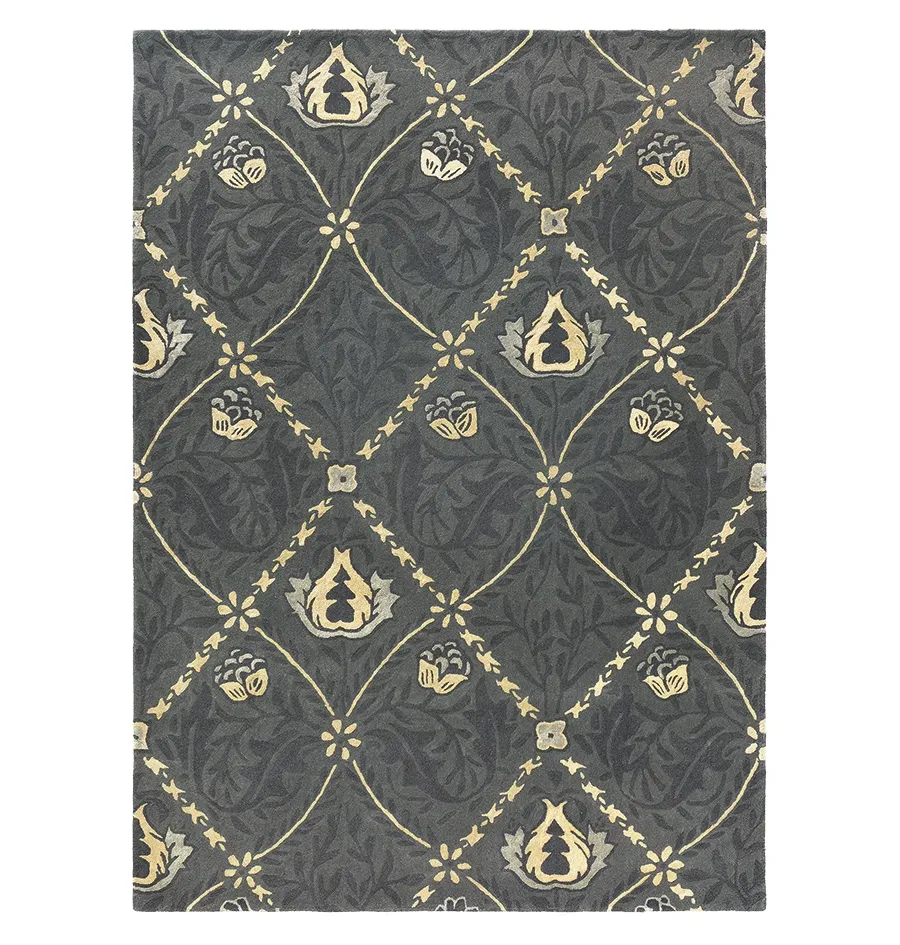 Prestiżowy czarny dywan we wzory - TRELLIS BLACK INK 29105