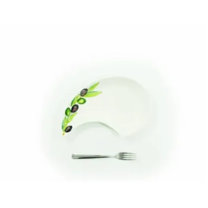 Zdjęcie Elegancki talerz w kształcie łzy zdobiony motywem oliwek - Le Ceramiche