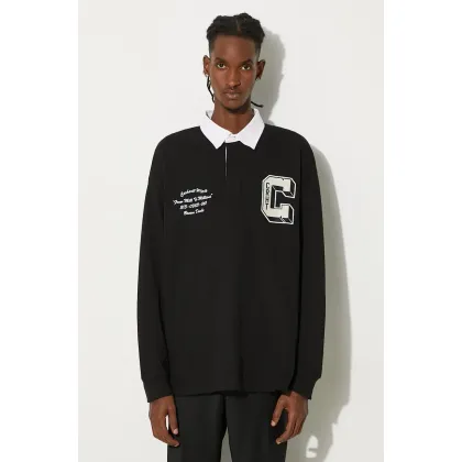 Zdjęcie Carhartt WIP longsleeve bawełniany Longsleeve Brown Ducks Rugby Shirt kolor czarny z aplikacją I033832.0D2XX