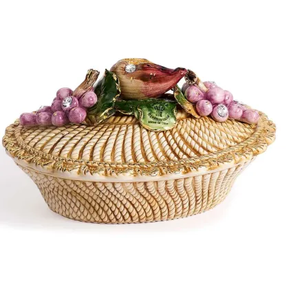 Zdjęcie Ozdobiona owalna misa ceramiczna do jadalni