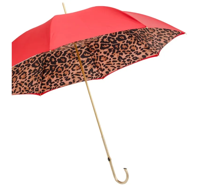 obrazek 8 Wyjątkowy czerwony parasol damski zdobiony wzorem skóry leoparda - Pasotti