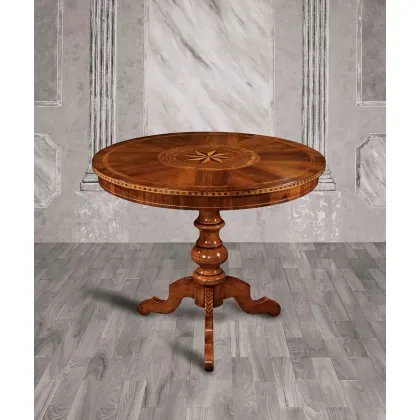 Zdjęcie Wyjątkowy, okrągły stół inkrustowany „Różą kompasową” - Zanini