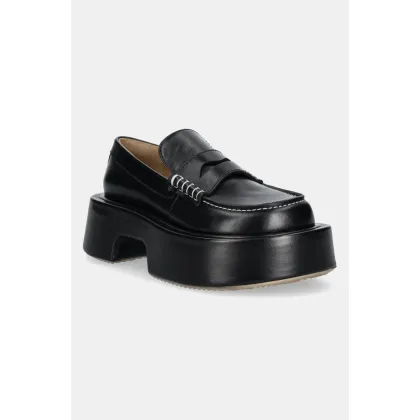 Zdjęcie JW Anderson mokasyny skórzane Platform Moccasin damskie kolor czarny na platformie FW0169.LA0020.999