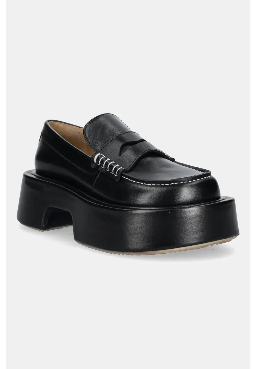 obrazek 1 JW Anderson mokasyny skórzane Platform Moccasin damskie kolor czarny na platformie FW0169.LA0020.999