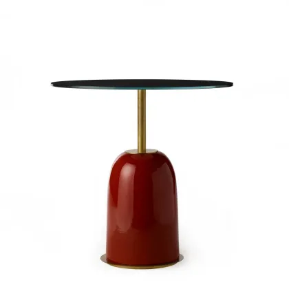 Zdjęcie Okrągły stolik z malowanym od spodu szklanym blatem H.65xDia.65 cm