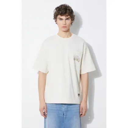 Zdjęcie Evisu t-shirt bawełniany Kamon hotfix Tee męski kolor beżowy z nadrukiem 2ESHTM4TS7079