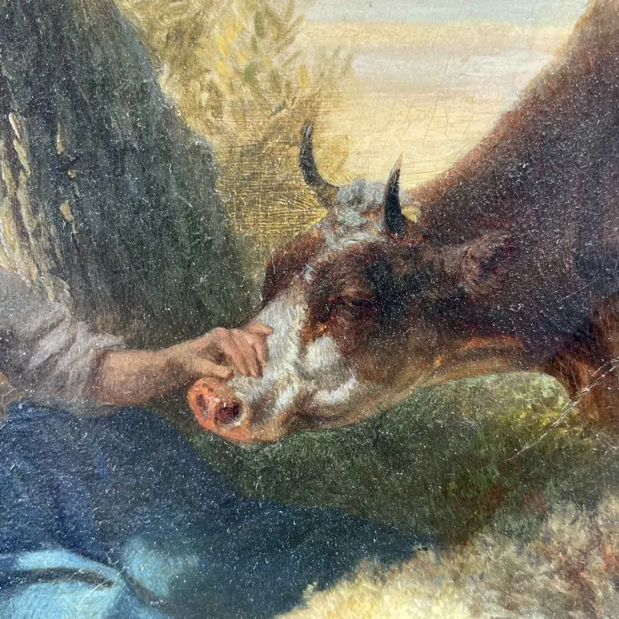 obrazek 3 Pejzaż z odpoczywającą pasterzem, owcą i krową, Tschaggeny 1849