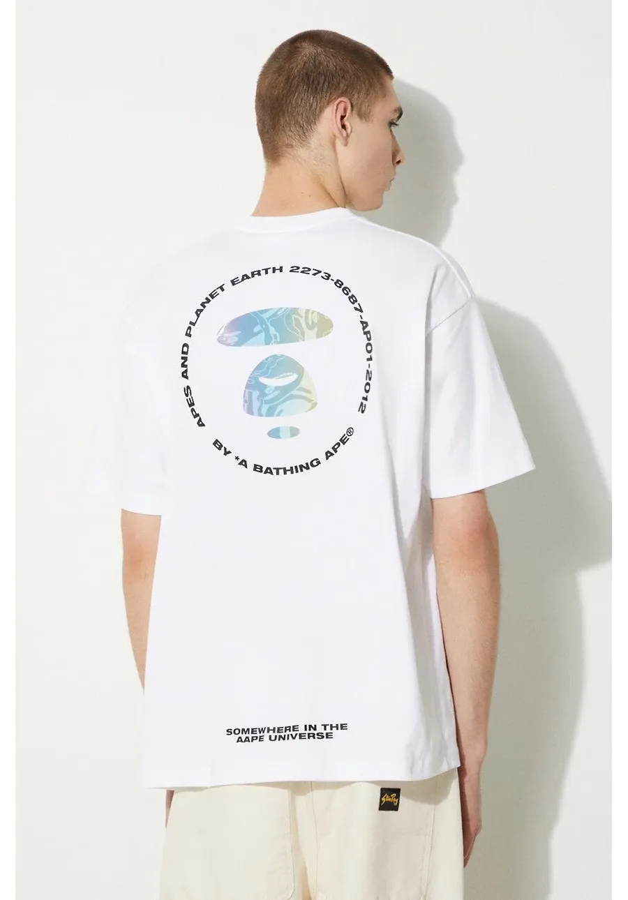 obrazek 1 AAPE t-shirt bawełniany Basic Tee męski kolor biały z nadrukiem AAPTEM1457XXM