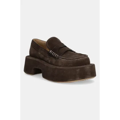 Zdjęcie JW Anderson mokasyny zamszowe Platform Moccasin damskie kolor brązowy na platformie FW0169.LA0240.600