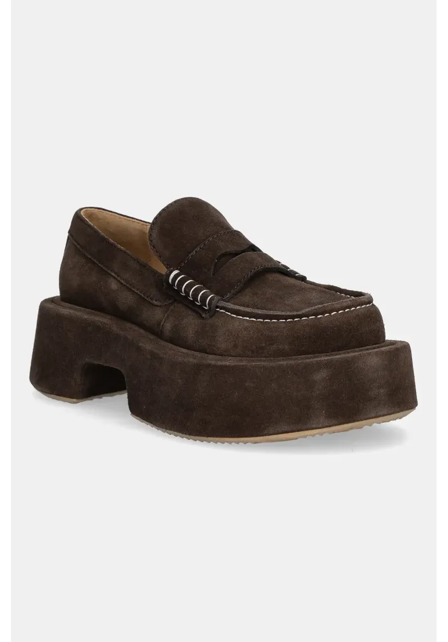 obrazek 1 JW Anderson mokasyny zamszowe Platform Moccasin damskie kolor brązowy na platformie FW0169.LA0240.600