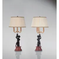 Picture Stylish standing cupid sculptures with lampshade, 2 pieces - Fonderia Artistica Ruocco