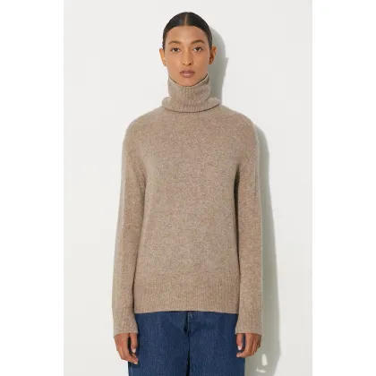 Zdjęcie A.P.C. sweter wełniany Pull Amal damski kolor beżowy z golfem WYAAD-F23374