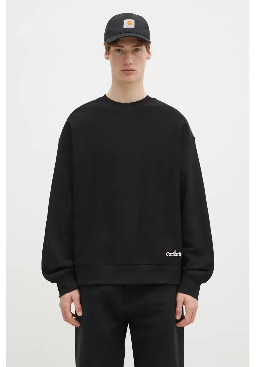 obrazek 1 Carhartt WIP bluza Label Script Sweat męska kolor czarny z kapturem z nadrukiem I034429.89XX