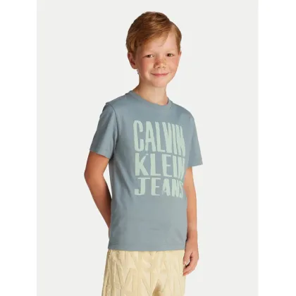 Zdjęcie Calvin Klein Jeans T-Shirt Slogan Graphic IB0IB02459 Niebieski Regular Fit