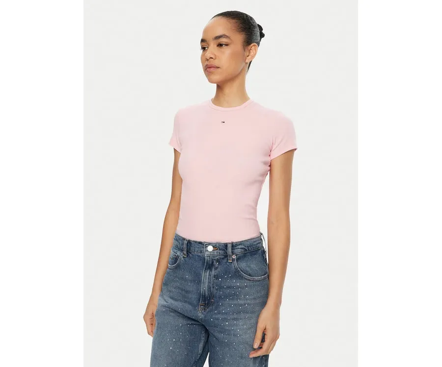 obrazek 1 Tommy Jeans T-Shirt Essential DW0DW17383 Różowy Slim Fit