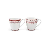 Picture A set of two porcelain mugs decorated with a delicate red ornament - Leander
