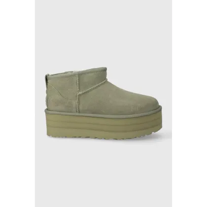 Zdjęcie UGG śniegowce zamszowe Classic Ultra Mini Platform kolor zielony 1135092