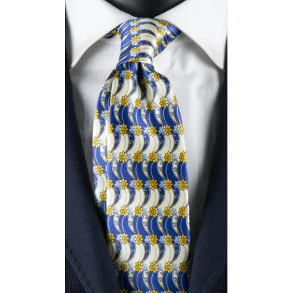 Zdjęcie Oryginalny krawat w ciekawy, wielokolorowy wzór, pnące kwiaty