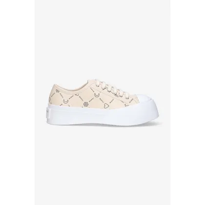 Zdjęcie Marni sneakersy skórzane SNZW003020.P4599.ZO019 kolor beżowy SNZW003020.P4599.ZO019-KREMOWY