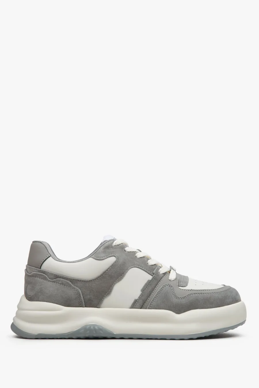 obrazek 1 Estro: Szaro-białe sneakersy damskie ze skóry i zamszu