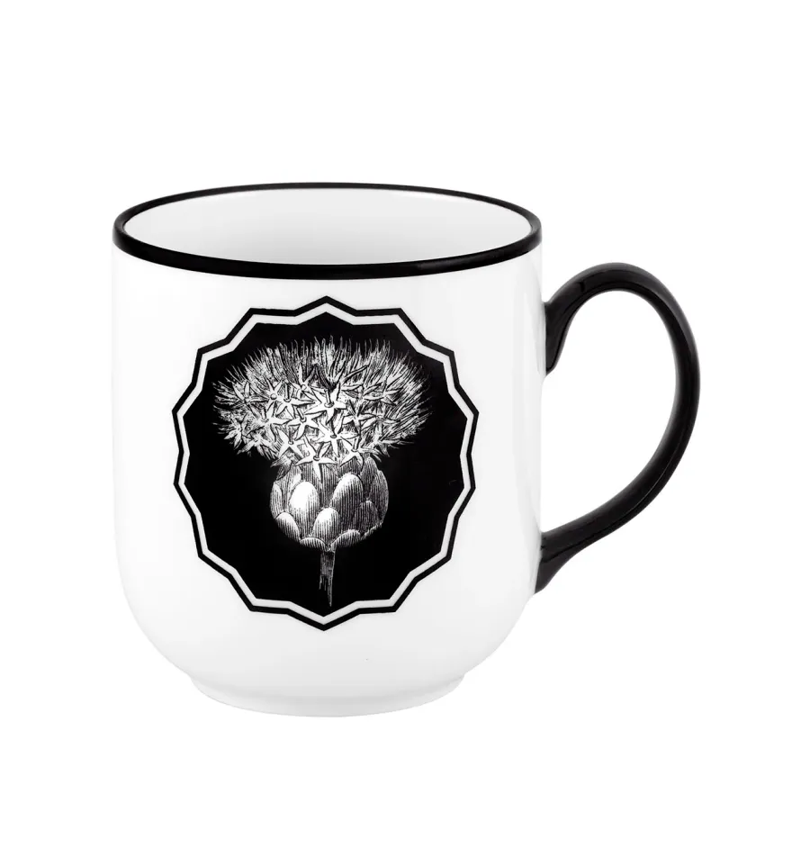 obrazek 1 Porcelanowy biało-czarny kubek Herbariae z czarnym motywem inspirowanym ostem - Vista Alegre