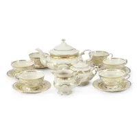 Zdjęcie Stylowy 15-elementowy zestaw do herbaty z porcelany z kolekcji Ivory wedding sonata – Leander