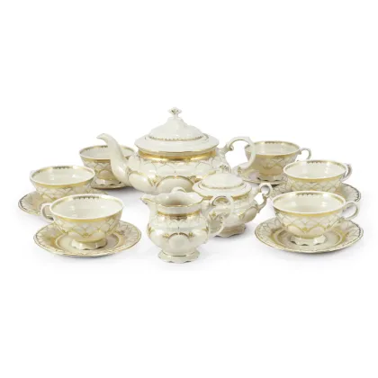 Zdjęcie Stylowy 15-elementowy zestaw do herbaty z porcelany z kolekcji Ivory wedding sonata – Leander