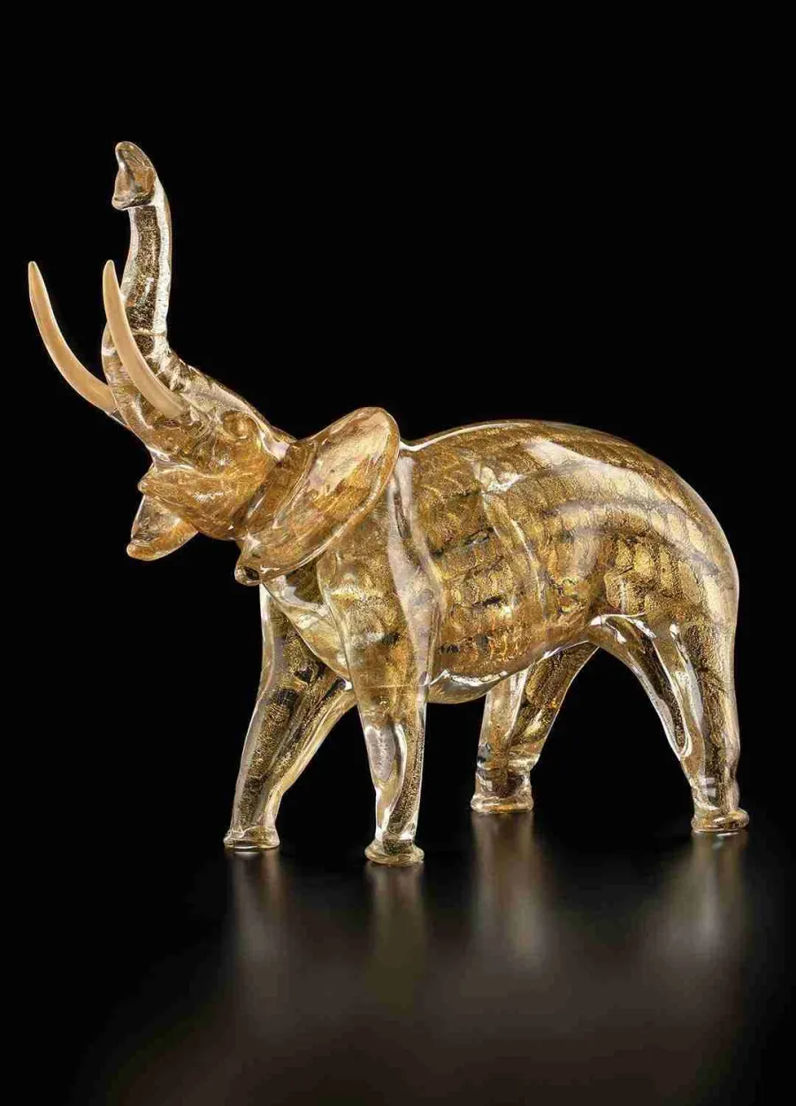 obrazek 1 Luksusowa figurka słonia z 24karatowego złota i szkła Murano