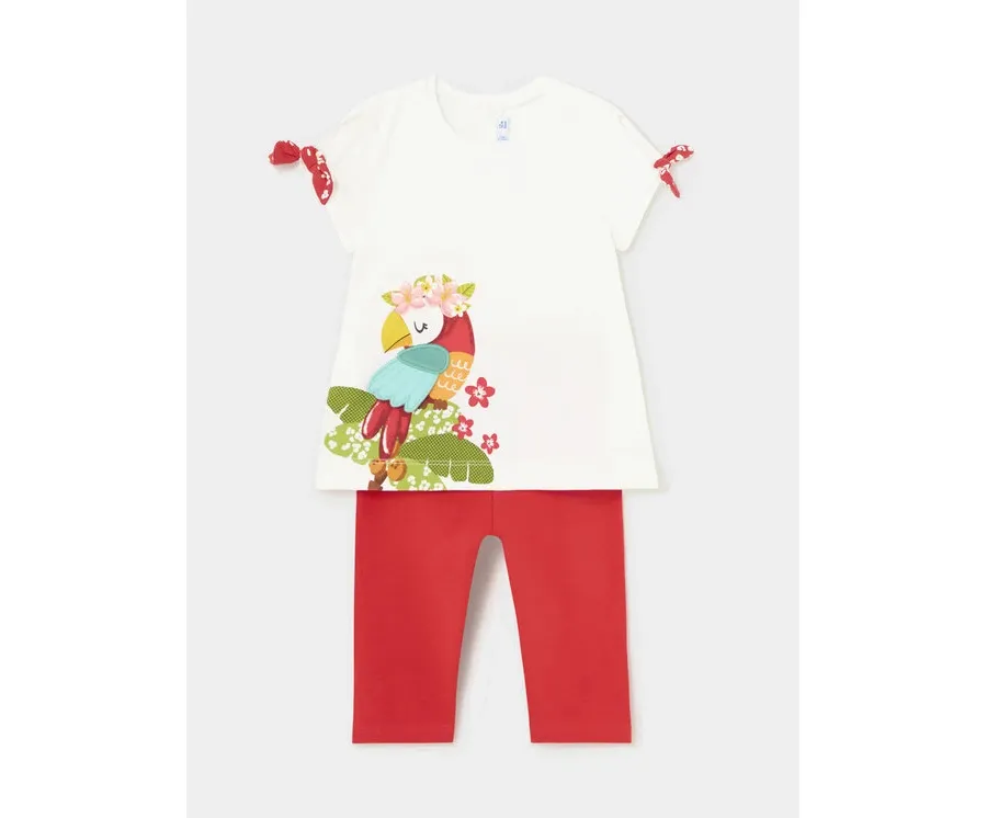 obrazek 1 Mayoral Komplet t-shirt i legginsy 1738 Czerwony Regular Fit