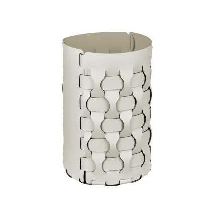Picture Stylish white Dubai basket Ø22хH35 cm made of leather