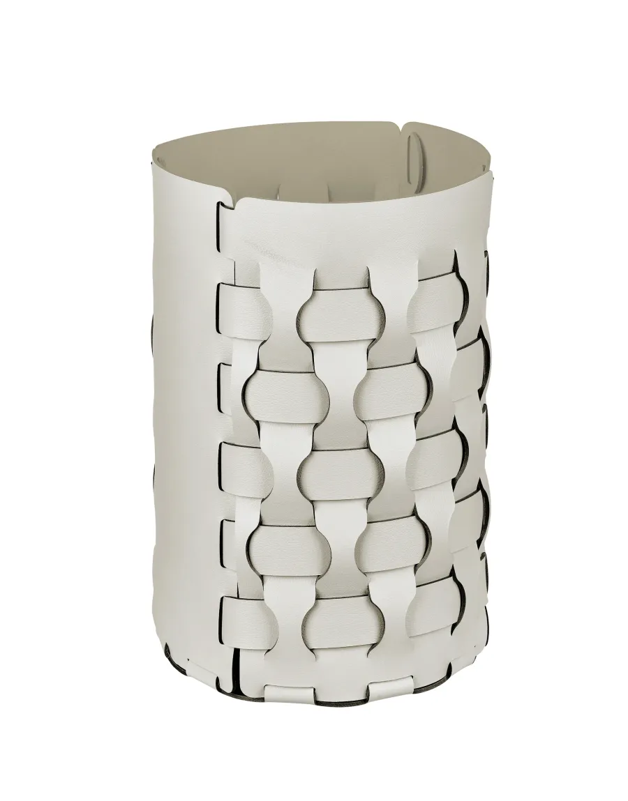 obrazek 1 Stylowy biały koszyk Dubai Ø22хH35 cm wykonany ze skóry