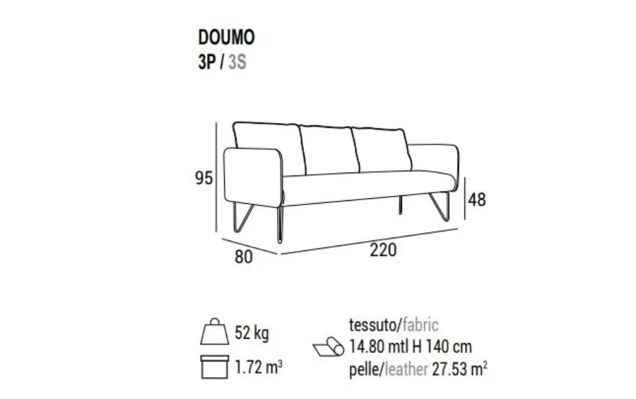 obrazek 6 Włoska sofa z kolekcji Doumo tapicerowana skórą lub tkaniną