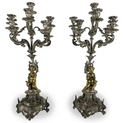 Picture An elegant pair of table candlesticks from the 19th century