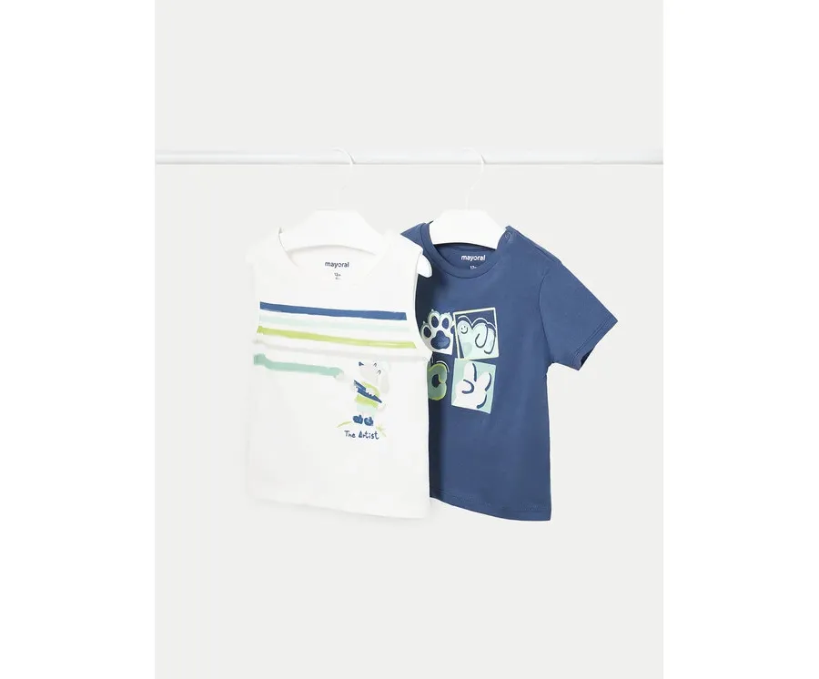 obrazek 1 Mayoral Komplet 2 t-shirtów 01032 Niebieski Regular Fit