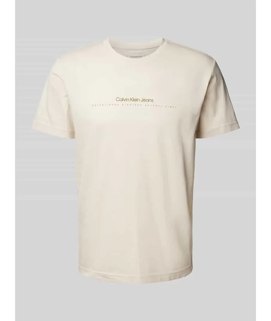 obrazek 1 Calvin Klein Jeans T-Shirt Minimal Logo J30J327075 Beżowy Regular Fit