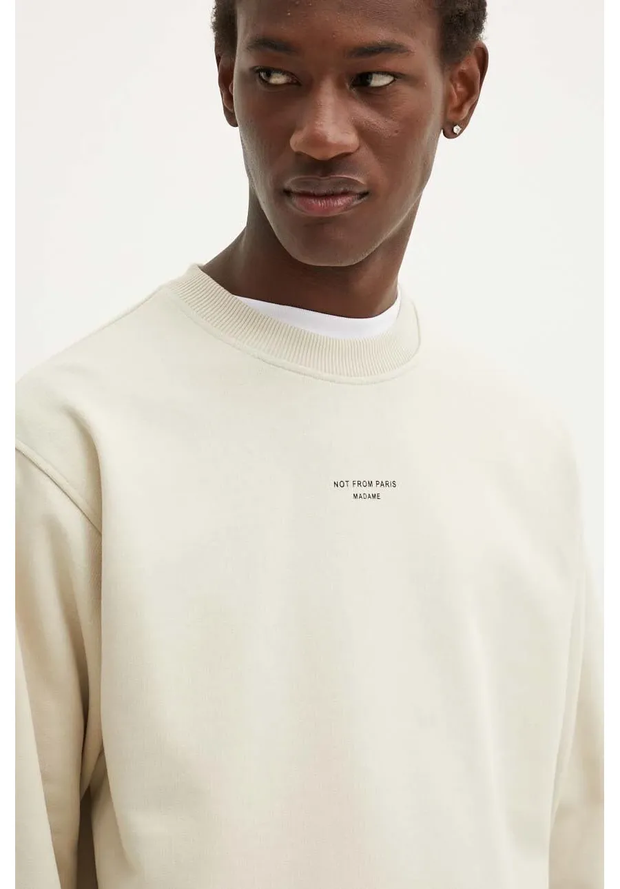 obrazek 1 Drôle de Monsieur bluza bawełniana męska kolor beżowy z nadrukiem PERM.SW148.CO127 Le Sweatshirt Slogan Cl