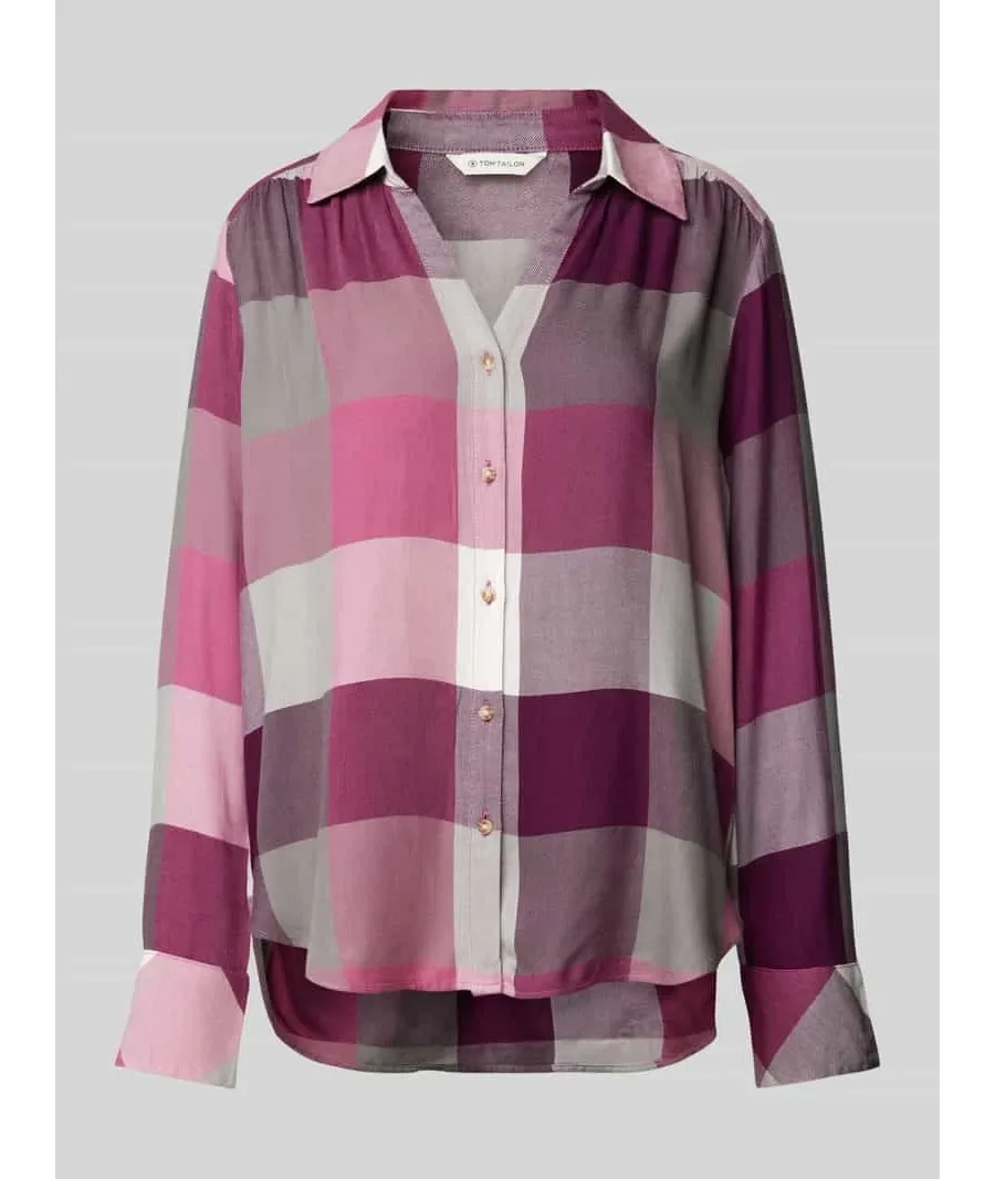 obrazek 1 Bluzka o kroju regular fit z lejącej wiskozy ze wzorem w kratę