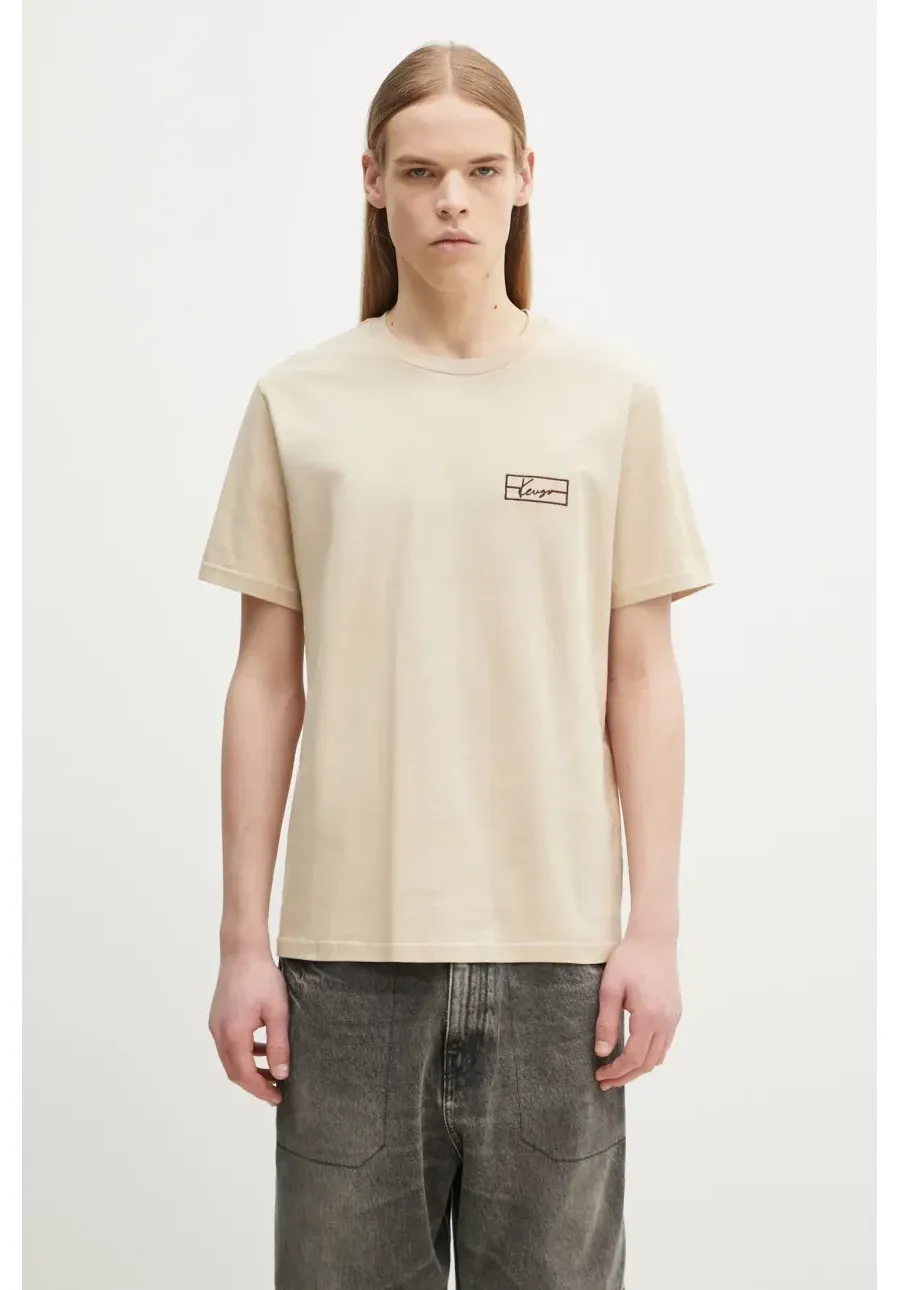 obrazek 1 Kenzo t-shirt bawełniany męski kolor beżowy z aplikacją FF55TS5254SO.11