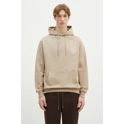 Zdjęcie Drôle de Monsieur bluza bawełniana Le Hoodie Slogan Vignes męska kolor beżowy z kapturem z aplikacją F-HO175-CO127-BG