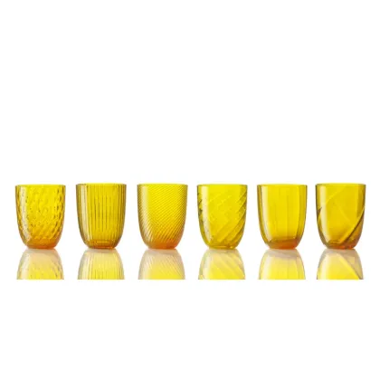 Zdjęcie Prestiżowy komplet 6 szklanek w kolorze żółtym szkło Murano